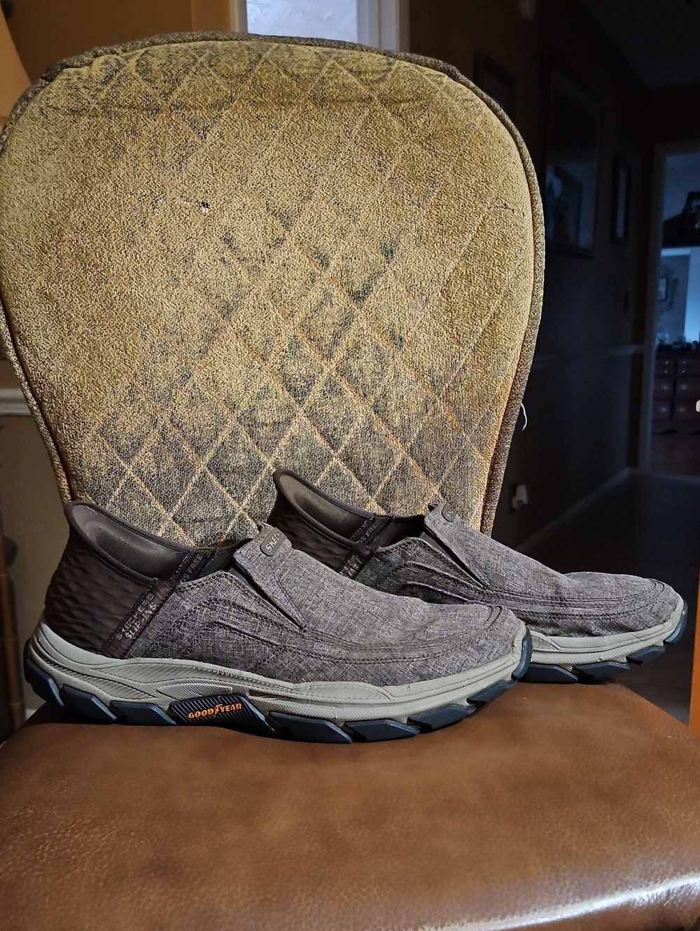 Skechers Slip-Ins Respected Holmgren Slip On Loafers Walking Shoes Brown Tan